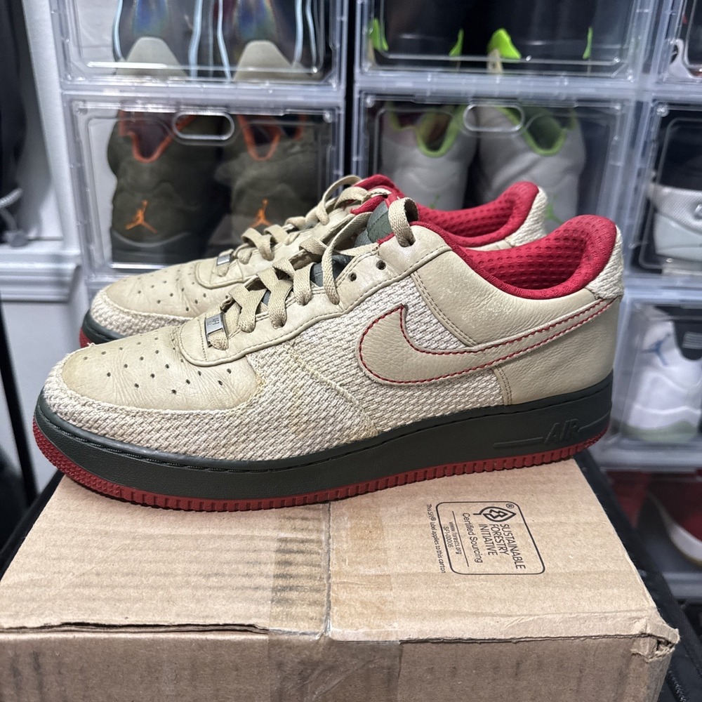 Nike Air Force 1 Premium 07 315180 222 China Tweed Army Red  AF1 RARE G SZ 11m